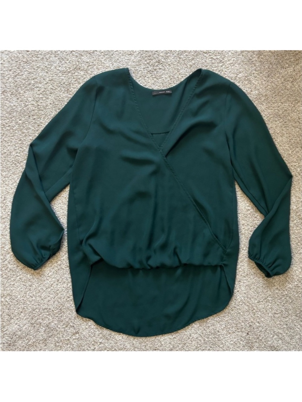 West kei dark forest green blouse size xs